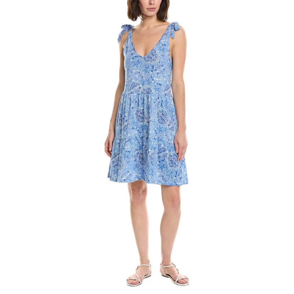Stella Parker Womens Bow Shoulder Tiered Mini Dress